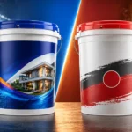 heat transfer label for paint pails in India showing seamless container branding