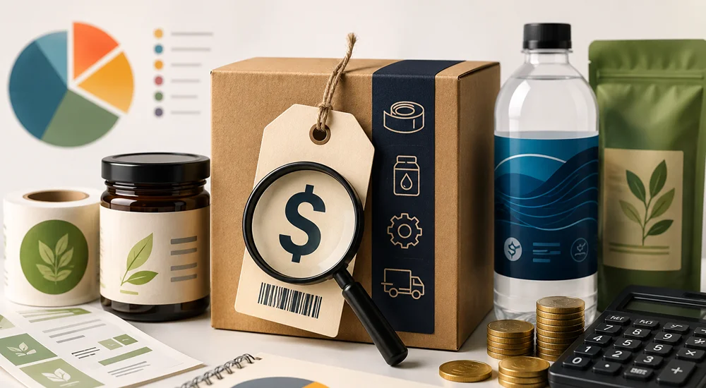 label design cost in India breakdown showing material, printing and shrink sleeve labels cost