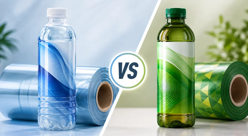 PVC vs PETG shrink sleeves comparison for beverage, personal care and consumer product packaging