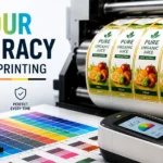 high-quality label printing showcasing accurate brand colours on product packaging labels for improved shelf appeal