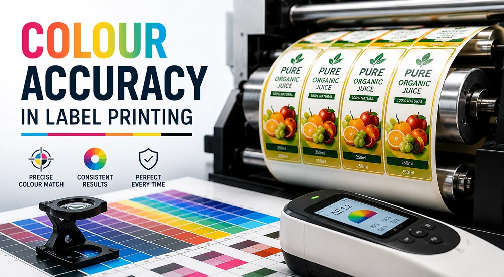 high-quality label printing showcasing accurate brand colours on product packaging labels for improved shelf appeal